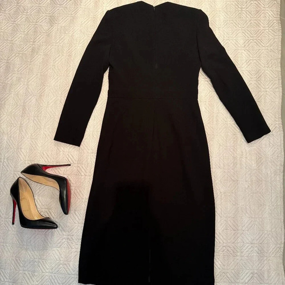 Black Square Neck Button Up Long Sleeve Dress, Judith and Charles, US 4 - Picture 5 of 8